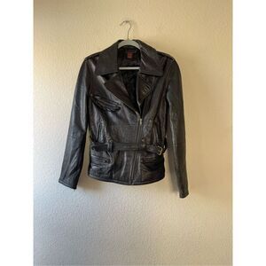 Debbie shuchat vintage 90s black moto jacket size 4‎